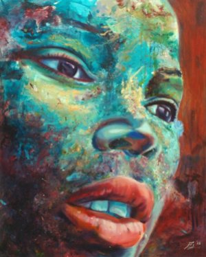 'Girl with the Thousand Yard Stare' by Esther Griffith. Oil on Canvas.